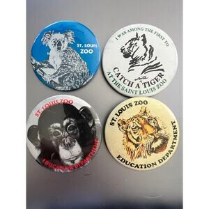 Lot of 4 Vintage St Louis Zoo Button Pins